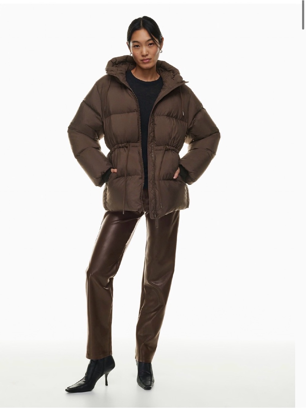 Women’s Oversized Puffer Jacket in Dark Brown